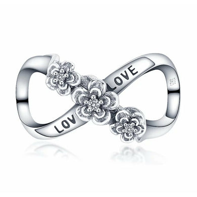 925 Sterling Silver CZ Flower Love Infinity Bead Charm