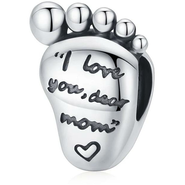 925 Sterling Silver Baby Footprint Bead Charm