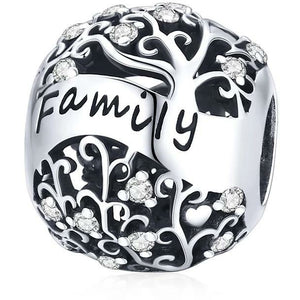 925 Sterling Silver Family CZ Bead Charm