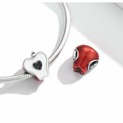 Red Glazed Enamel Apple Half Bead Charm