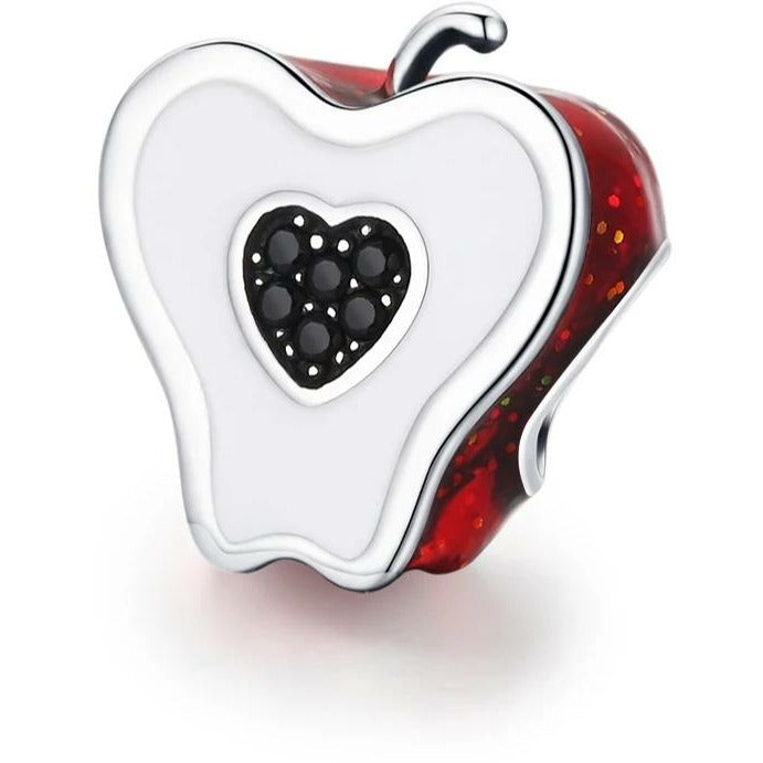 Red Glazed Enamel Apple Half Bead Charm