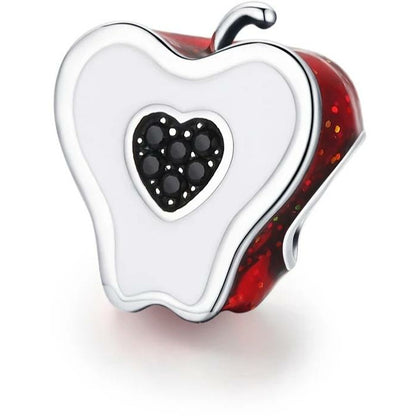 Red Glazed Enamel Apple Half Bead Charm