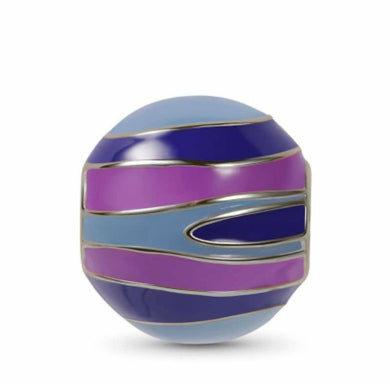 925 Sterling Silver Enamel Purple Planet Bead Charm