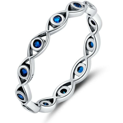 Blue CZ Evil Eye Ring
