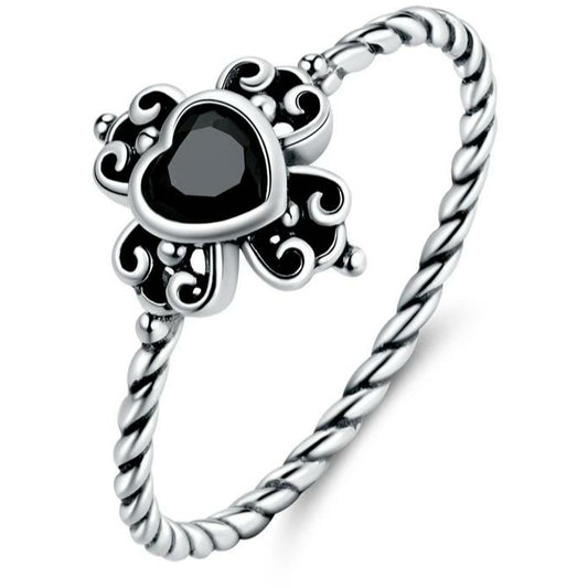 Black Gem Heart Ring