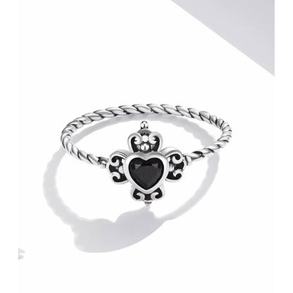 Black Gem Heart Ring