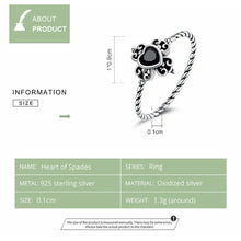 Load image into Gallery viewer, 925 Sterling Silver Black Gem Heart Ring