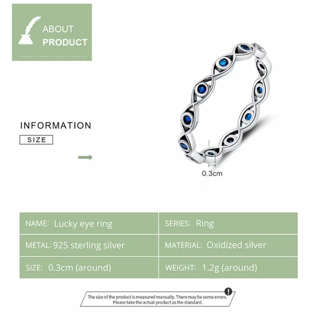 Blue CZ Evil Eye Ring