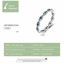 Load image into Gallery viewer, 925 Sterling Silver Blue CZ Evil Eye Ring
