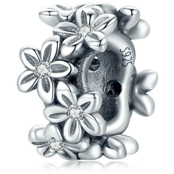 925 Sterling Silver CZ Flower Spacer