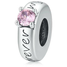 Load image into Gallery viewer, 925 Sterling Silver Pink CZ &#39;Forever My Love&#39; Engraving Spacer
