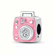 Load image into Gallery viewer, 925 Sterling Silver Pink Instax Camera Bead Charm