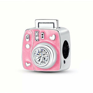 925 Sterling Silver Pink Instax Camera Bead Charm