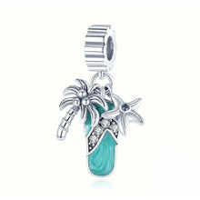 Load image into Gallery viewer, 925 Steling Silver Palm Tree, Flip Flop and Starfish Dangle Charm