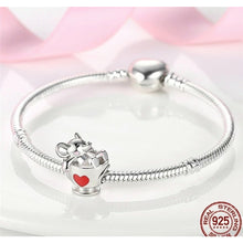 Load image into Gallery viewer, 925 Sterling Silver Elephant in a Tea cup Bead Charm