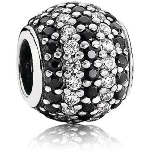 Black And Clear Stripes Bead Charm