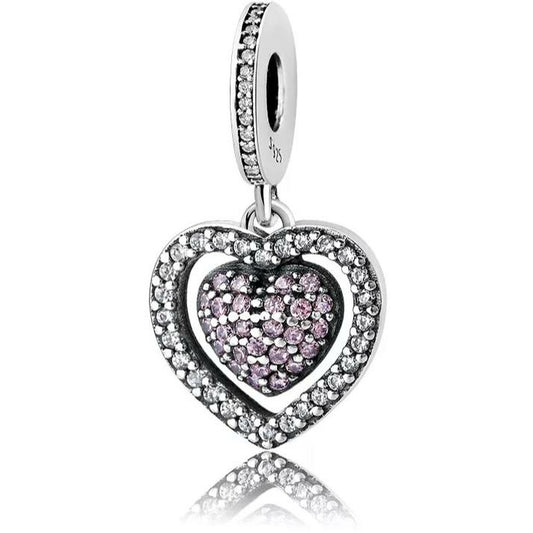 Pink CZ Heart Dangle Charm