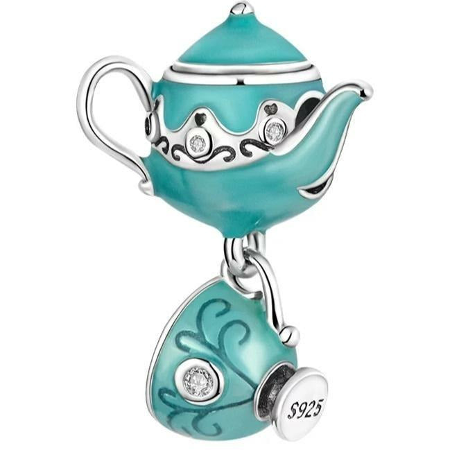 925 Sterling Silver Teapot and Cup Dangle Charm