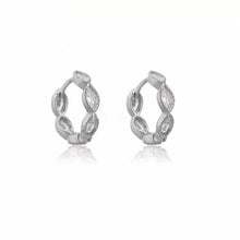 Load image into Gallery viewer, 925 Sterling Silver Marquee CZ Huggie Earrings