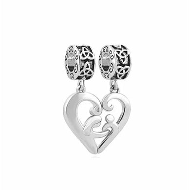 925 Sterling Silver Mother and Child Silloutte Dangle Charms