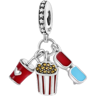 925 Sterling Silver Movie Combo Dangle Charm