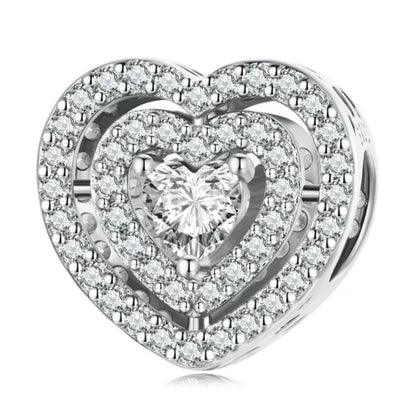 Clear CZ Pave Heart Bead Charm