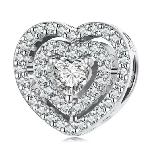 Clear CZ Pave Heart Bead Charm