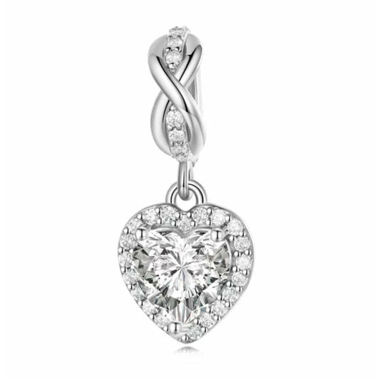 Infinity Heart CZ Dangle Charm