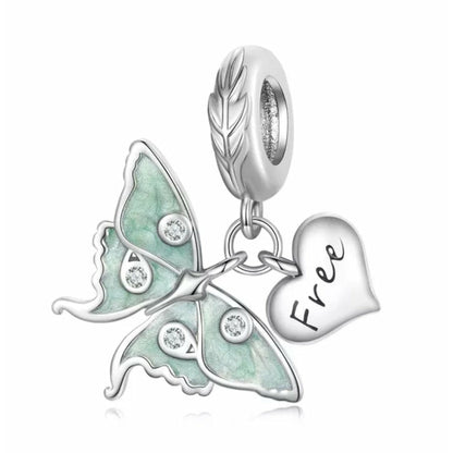 Be Free Mint Green CZ Butterfly Dangle Charm