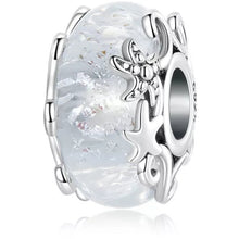 Load image into Gallery viewer, 925 Sterling Silver Ocean Detail Clear Murano Glass Bead Charm