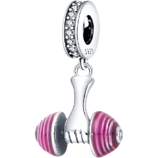 Pink Dumbbell Dangle Charm