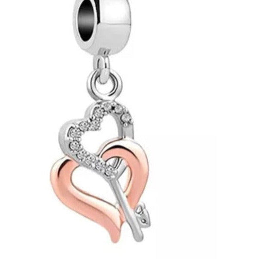 Two Tone Key to my Heart Dangle Charm