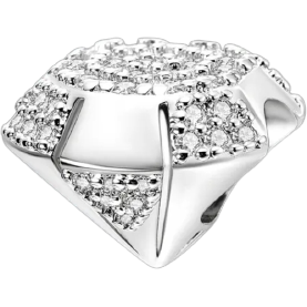 925 Sterling Silver Diamond CZ Bead Charm