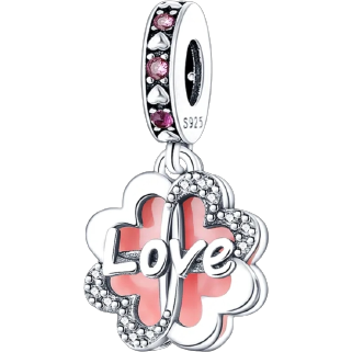 Pink Enamel LOVE Dangle Charm