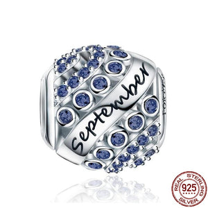 925 Sterling Silver Forever Queen CZ Birthstone Month Bead Charm