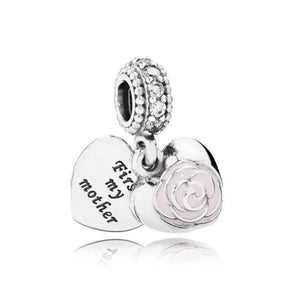 925 Sterling Silver "First my Mother" Heart Dangle Charm