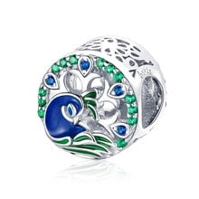 Load image into Gallery viewer, 925 Sterling Silver Blue and Green Enamel Peacock Bead Charm