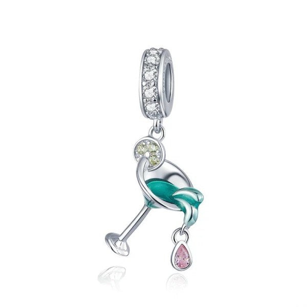 Summer Cocktail CZ Dangle Charm