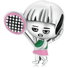 Load image into Gallery viewer, 925 Sterling Silver Tennis Girl Enamel Bead Charm