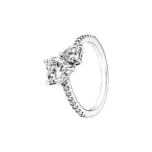 Load image into Gallery viewer, 925 Sterling Silver Double Heart Sparkling Ring