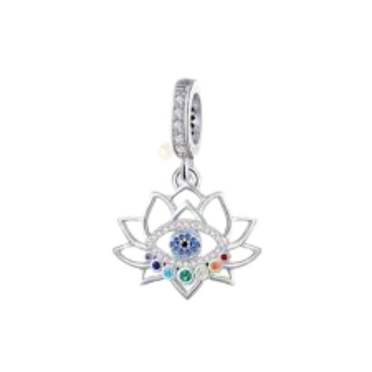 Lucky/Evil Eye Lotus CZ Dangle Charm