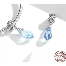 Load image into Gallery viewer, 925 Sterling Silver Snowflake and Blue Ice Drop Dangle Charm