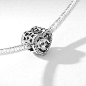 925 Sterling Silver CZ Dog in my Heart Bead Charm