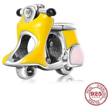 Load image into Gallery viewer, 925 Sterling Silver Yellow Enamel Adorable Scooter Bead Charm