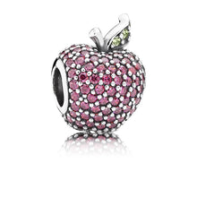 Load image into Gallery viewer, 925 Sterling Silver Dazzling Red/Pink CZ Apple Bead Charm