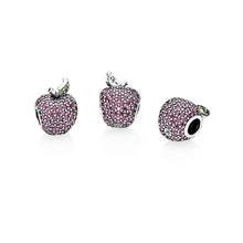 Load image into Gallery viewer, 925 Sterling Silver Dazzling Red/Pink CZ Apple Bead Charm