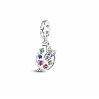 925 Sterling Silver Painting Pallet Dangle Charm
