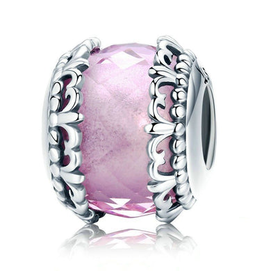 925 Sterling Silver Vintage Pink Murano Glass Bead Charm