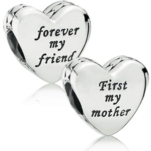 925 Sterling Silver First my Mother, Forever my Friend Bead Charm