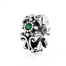 925 Sterling Silver Green CZ SPACER